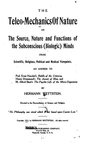 Cover for The teleo-mechanics of nature