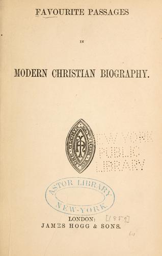 Cover for Favourite passages in modern Christian biography.