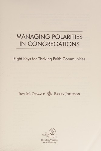 Cover for Managing polarities in congregations