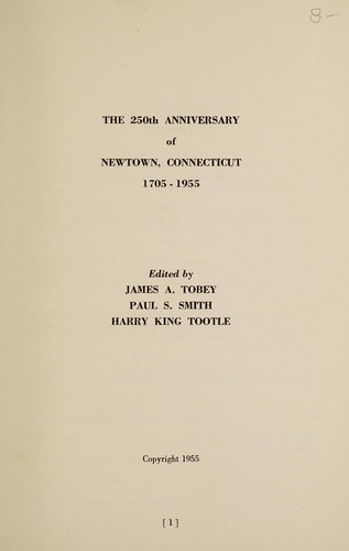 Cover for The 250th anniversary of Newtown, Connecticut, 1705-1955