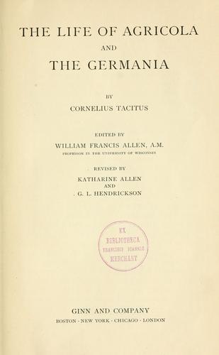 Cover for The life of Agricola and the Germania.