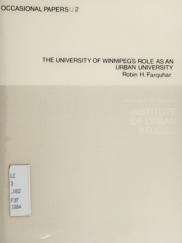 Cover for University of Winnipeg's Role As an Urban University
