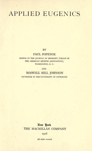 Cover for Applied eugenics