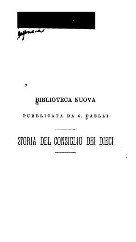 Cover for Storia del consiglio dei dieci