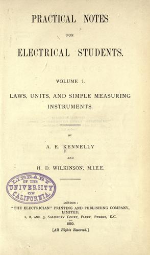 Cover for Practical notes for electrical students ...