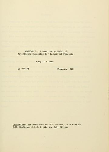 Cover for ADVISOR 1