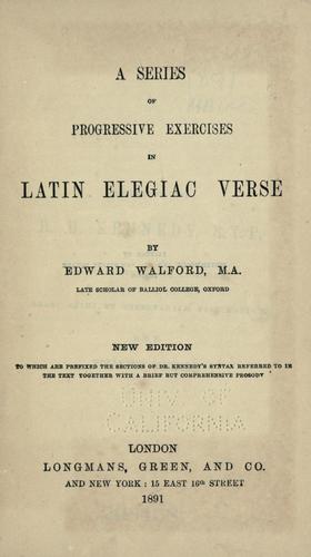 Cover for A series of progressive exercises in Latin elegiac verse