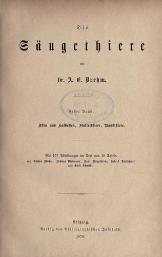 Cover for Brehms Thierleben