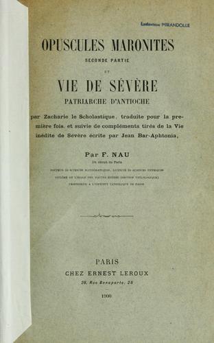 Cover for Opuscules maronites