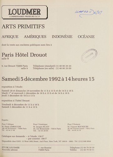 Cover for Arts primitifs