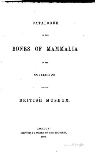 Cover for Catalogue of the bones of Mammalia in the collection of the British museum.