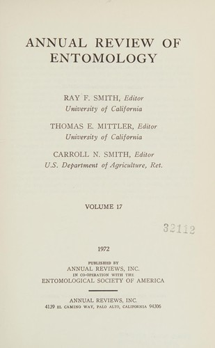 Cover for Annual review of entomology.