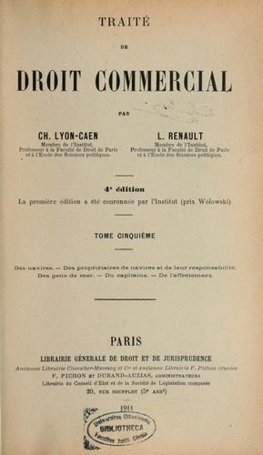 Cover for Traité de droit commercial