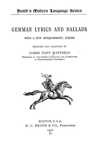 Cover for German lyrics and ballads