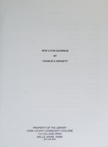 Cover for New Latin Grammar
