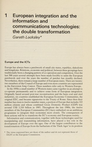 Cover for The Single European market and the information and communication technologies