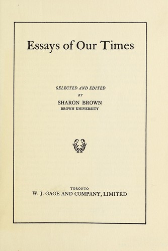 Cover for Essays of our times