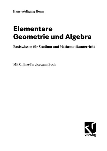 Cover for Elementare Geometrie und Algebra