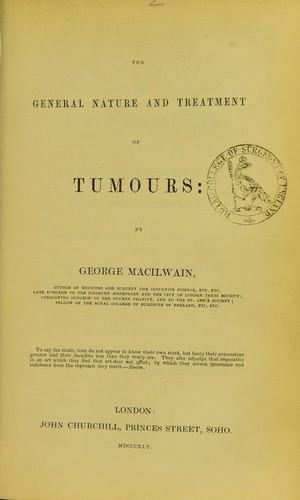 Cover for The general nature and treatment of tumours