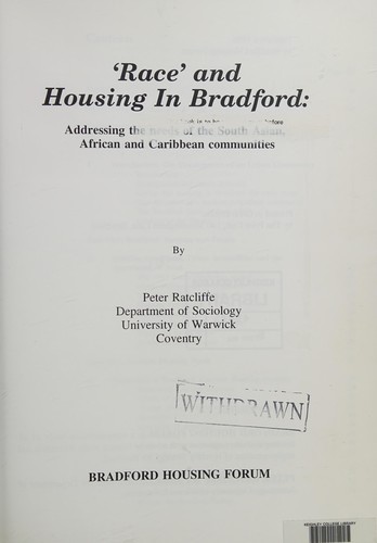 Cover for 'Race' and Housing in Bradford