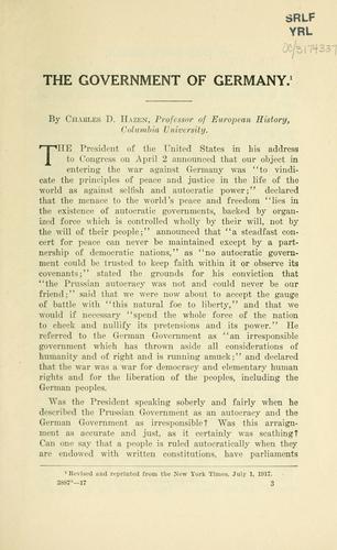Cover for The government of Germany