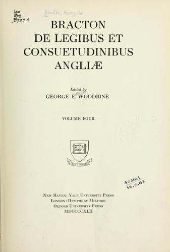 Cover for Bracton De legibus et consuetudinibus Angliæ