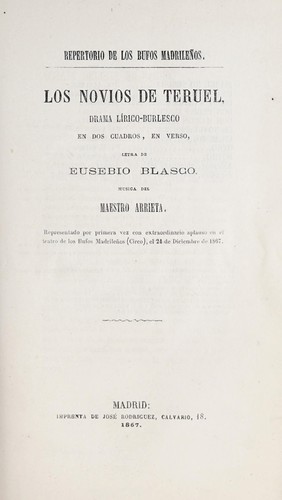 Cover for Los novios de Teruel