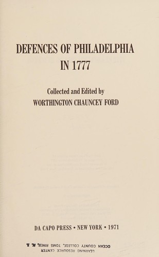 Cover for Defences of Philadelphia in 1777.