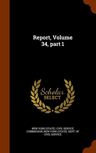 Cover for Report, Volume 34, part 1