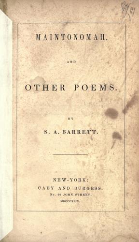 Cover for Maintonomah