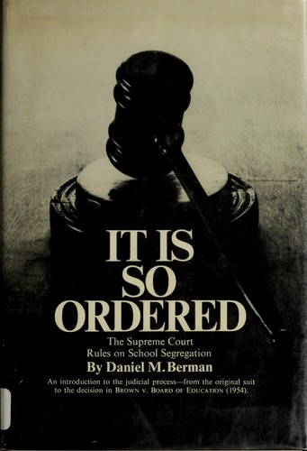 Cover for It is so ordered