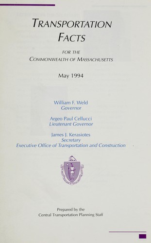 Cover for Transportation facts for the Commonwealth of Massachusetts