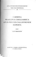Cover for Carmina praecipue choliambica apud Pseudo-Callisthenem reperta
