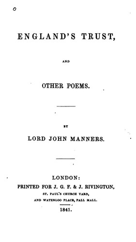 Cover for England's Trust: And Other Poems