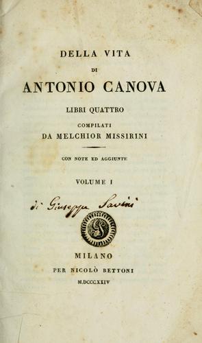 Cover for Della vita di Antonio Canova