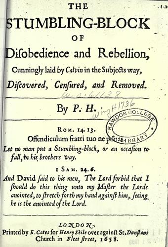 Cover for The stumbling-block of disobedience and rebellion