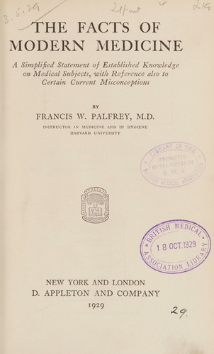 Cover for The facts of modern medicine