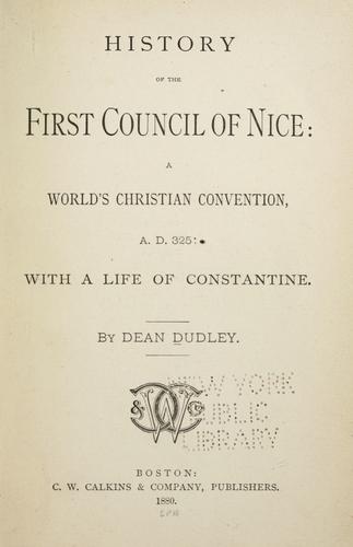 Cover for History of the first Council of Nice