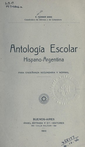Cover for Antología escolar hispano-argentina