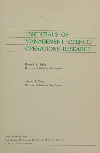 Cover for Essentials of management science/operations research