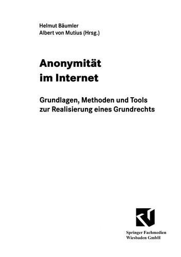 Cover for Anonymität im Internet