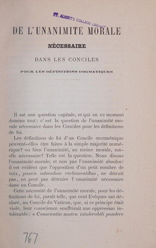 Cover for De l'unanimité morale nécessaire