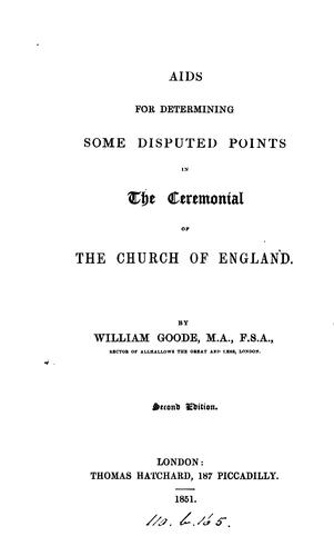Cover for Aids for Determining Some Disputed Points in the Ceremonial of the Church of England
