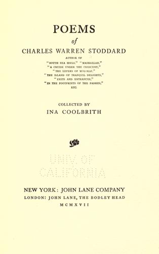 Cover for Poems of Charles Warren Stoddard