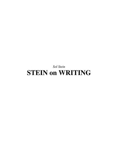 Cover for Stein on writing