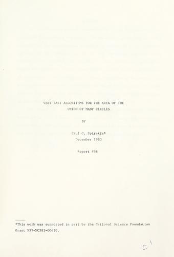 Cover for Very fast algorithms for the area of the union of many circles.