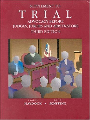 Cover for Supplement to Trial Advocacy Before Judges, Jurors and Arbitrators