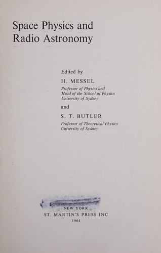 Cover for Space physics and radio astronomy