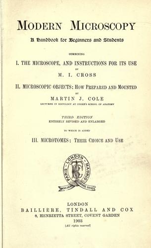 Cover for Modern microscopy
