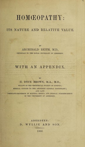 Cover for Homœopathy